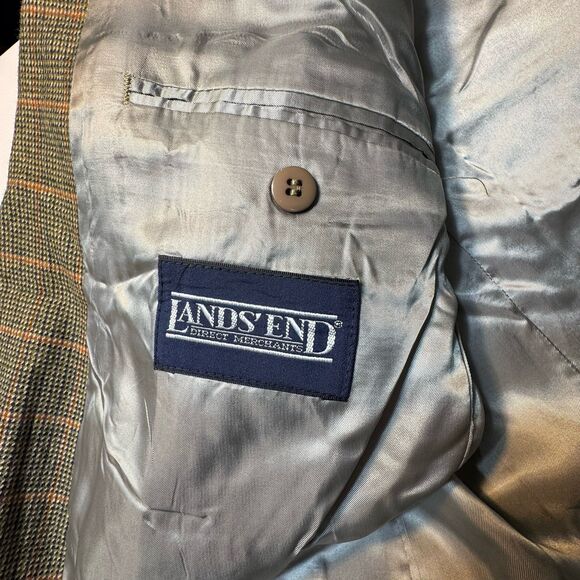 LANDS' END 46L 100% Lambswool Tiroler Loden Plaid Wool Sports Coat Blazer USA - Picture 8 of 15